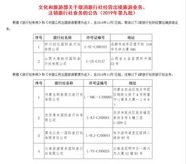 文化和旅游部注銷四川創億、山西大唐旅行社出境旅游業務